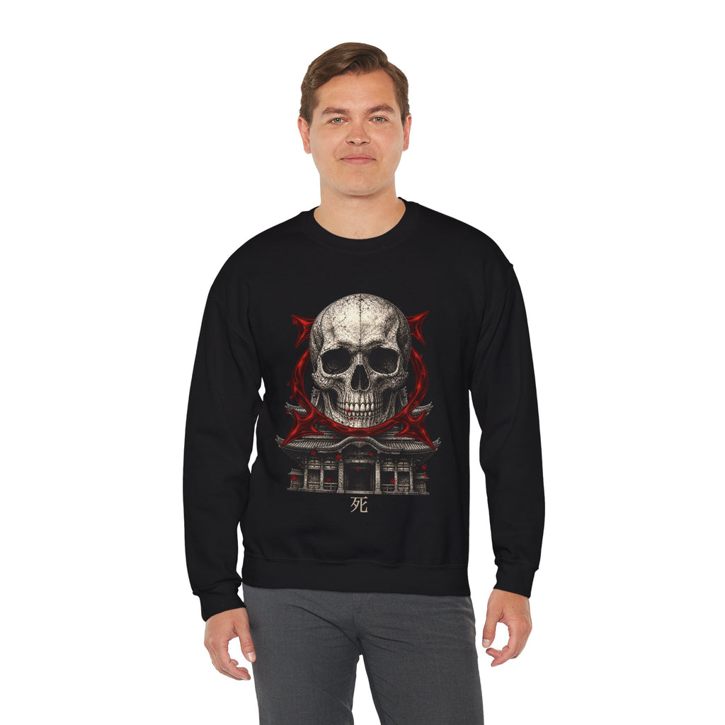 Skull Temple Sweatshirt in Black — model view