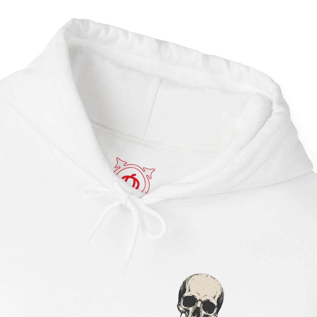 Dripping Skull Hoodie in White — front view