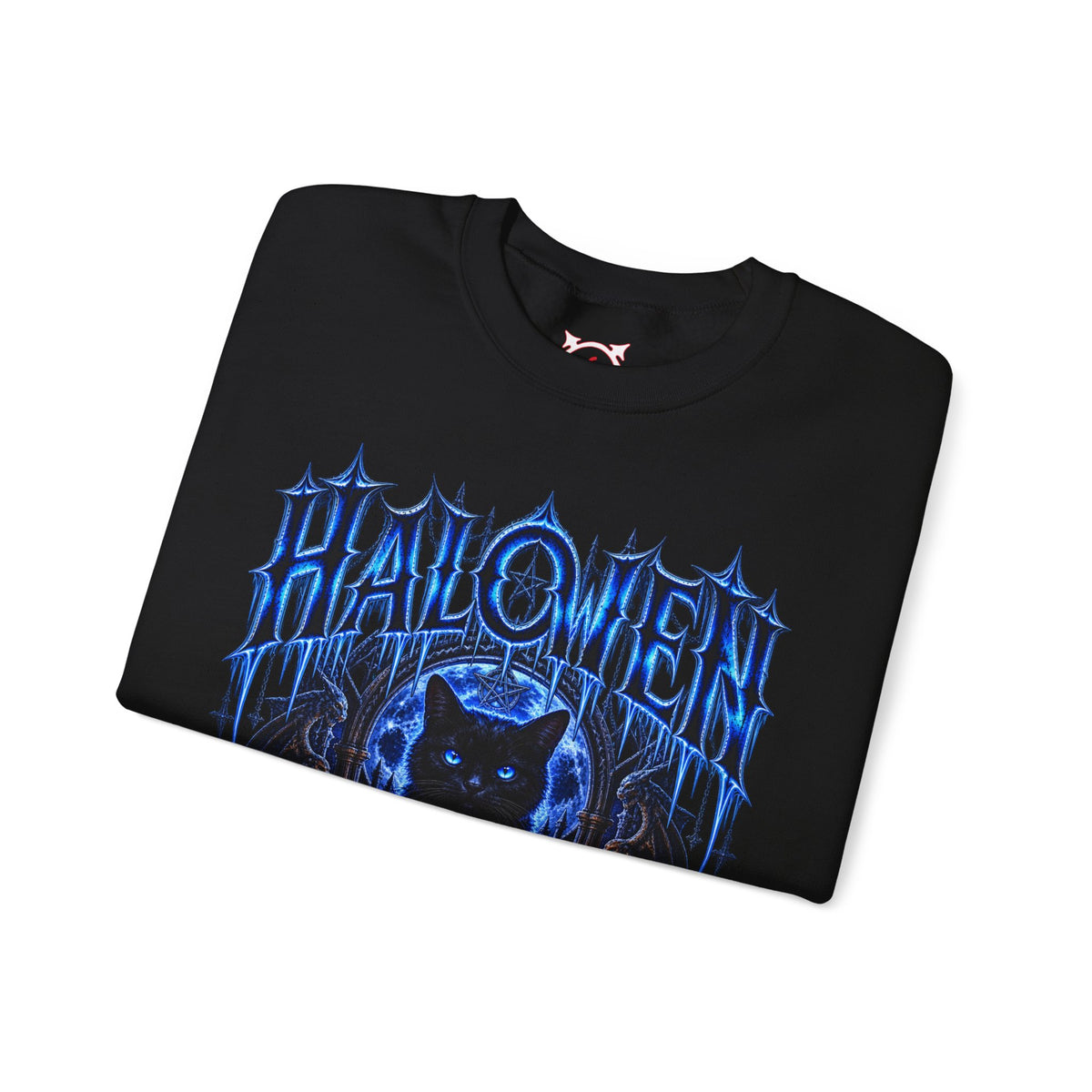 Black Cat Omen Sweatshirt in Black — folded view