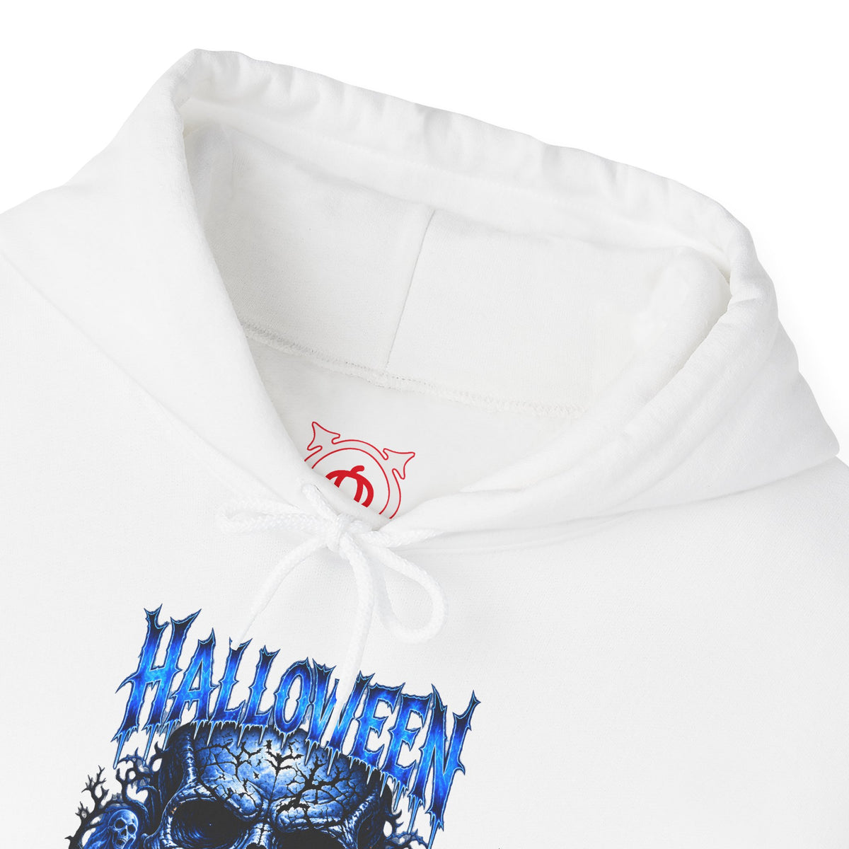 Fear Never Dies Skull Hoodie in White — front view