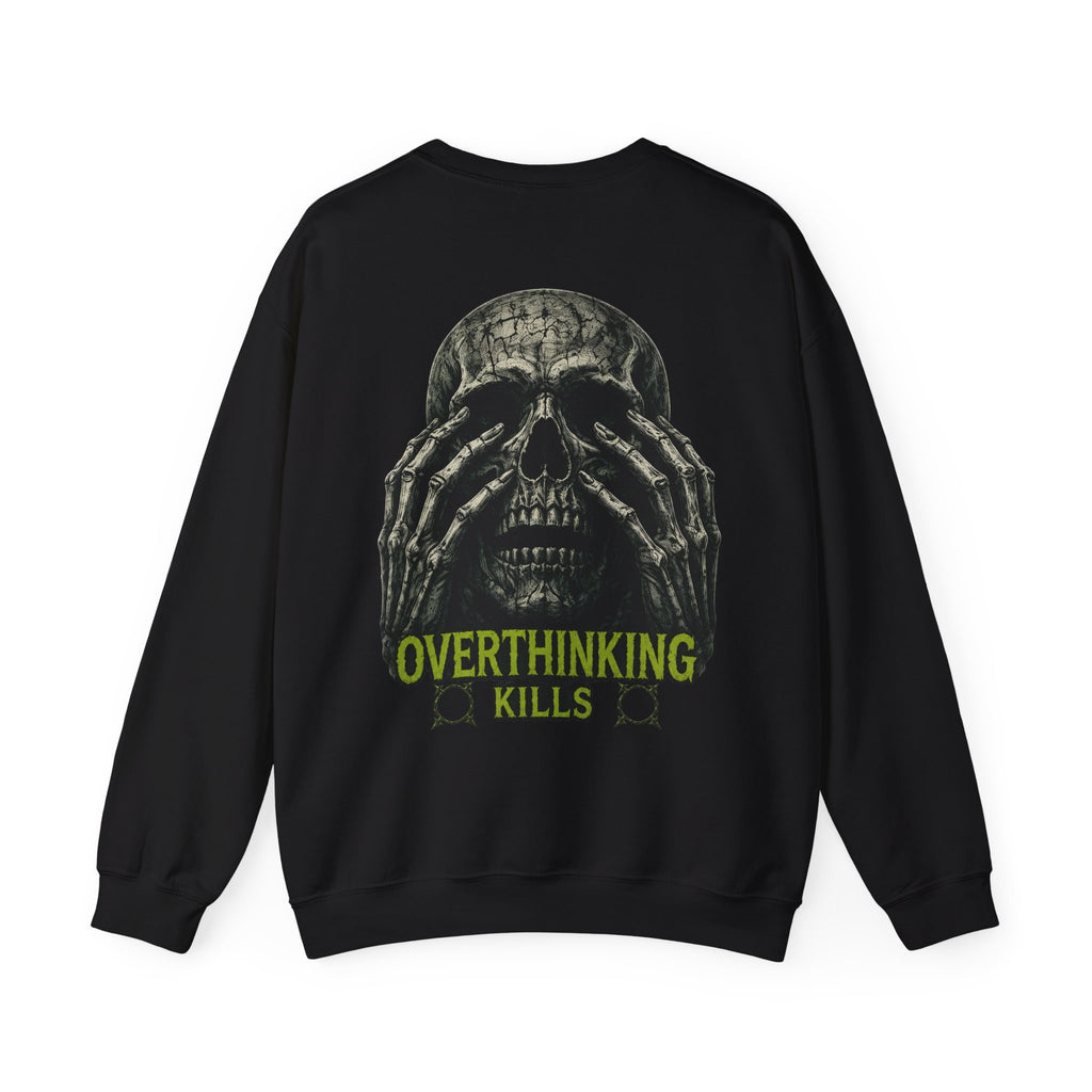 Overthinking Kills Skull Sweatshirt in Black — back view