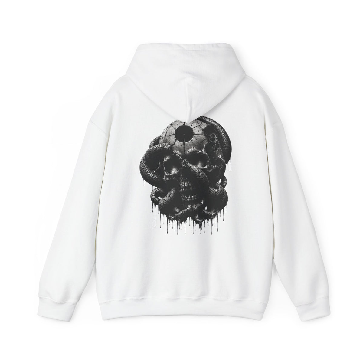 Eclipse Serpent Skull Hoodie in White — back view