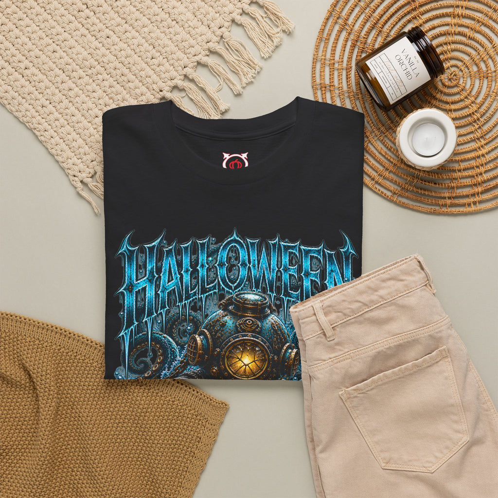 Drown Your Fears Deep Sea T-Shirt in Black — folded view