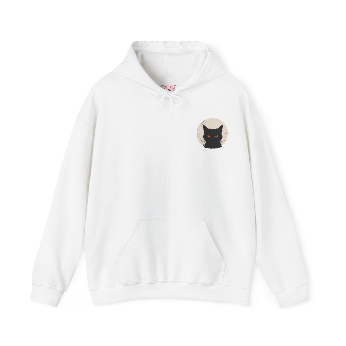 Black Cat Moon Hoodie in White — front view