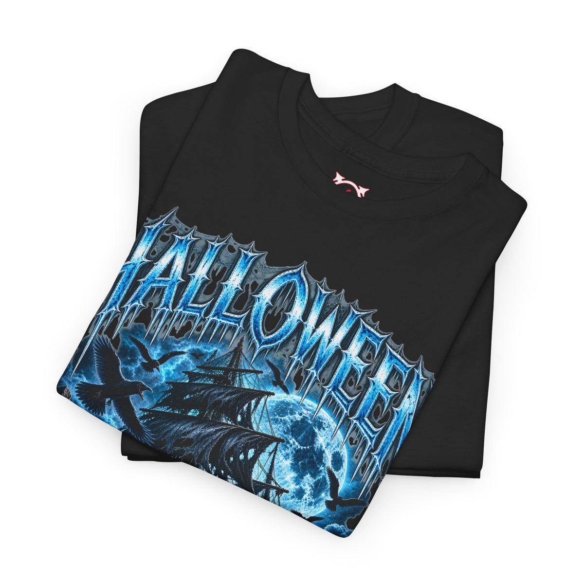 Lost Souls Ghost Ship T-Shirt in Black — folded view