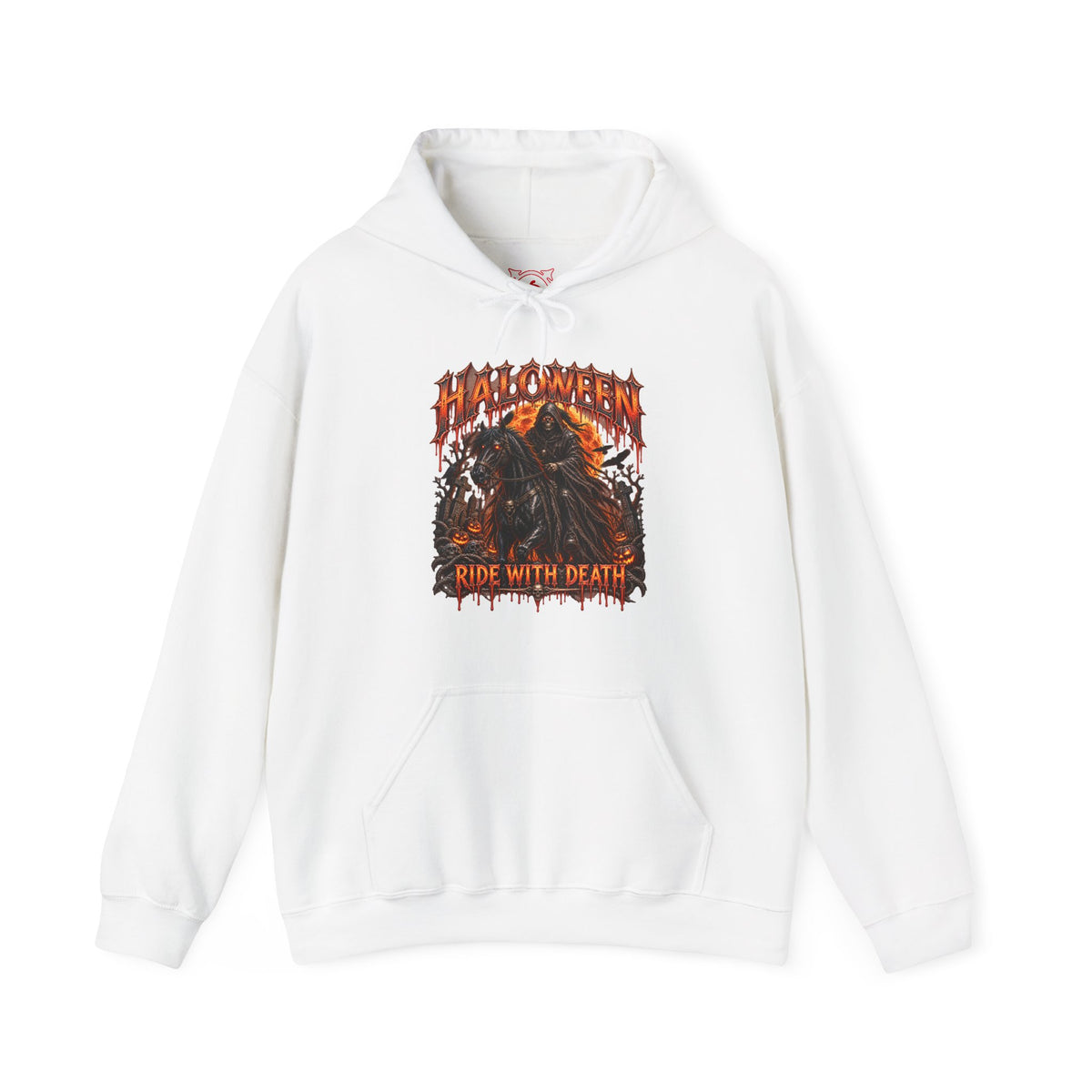 Ride with Death Grim Reaper Hoodie in White — front view