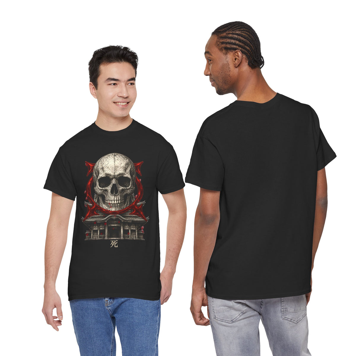 Skull Temple T-Shirt in Black — model view