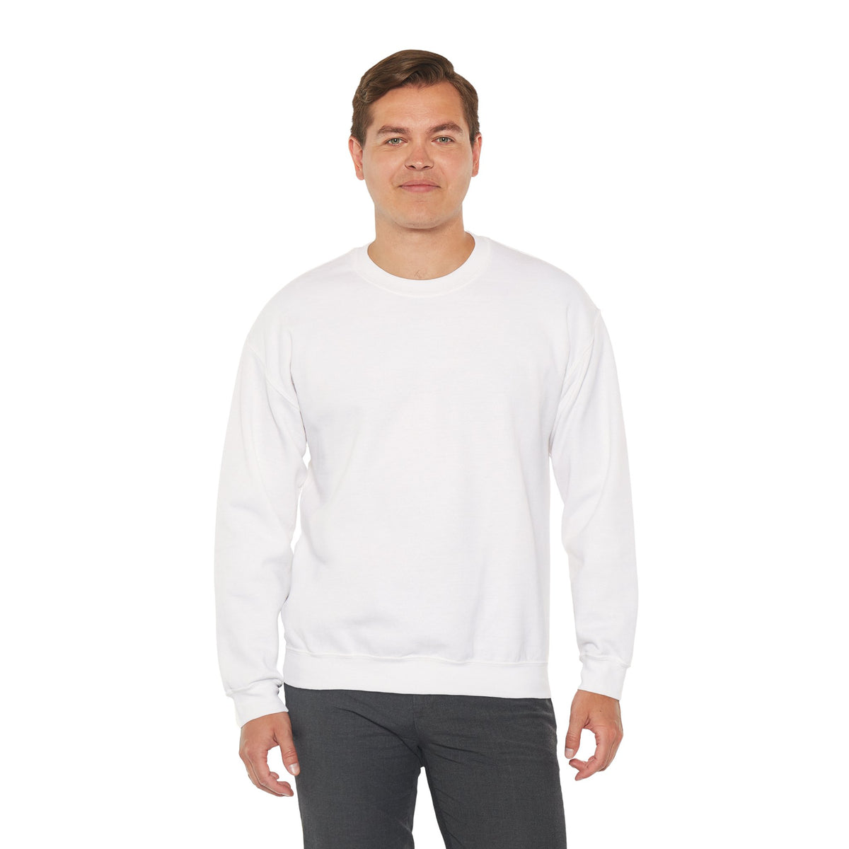 Burn the Fear Flaming Skull Sweatshirt in White — model view