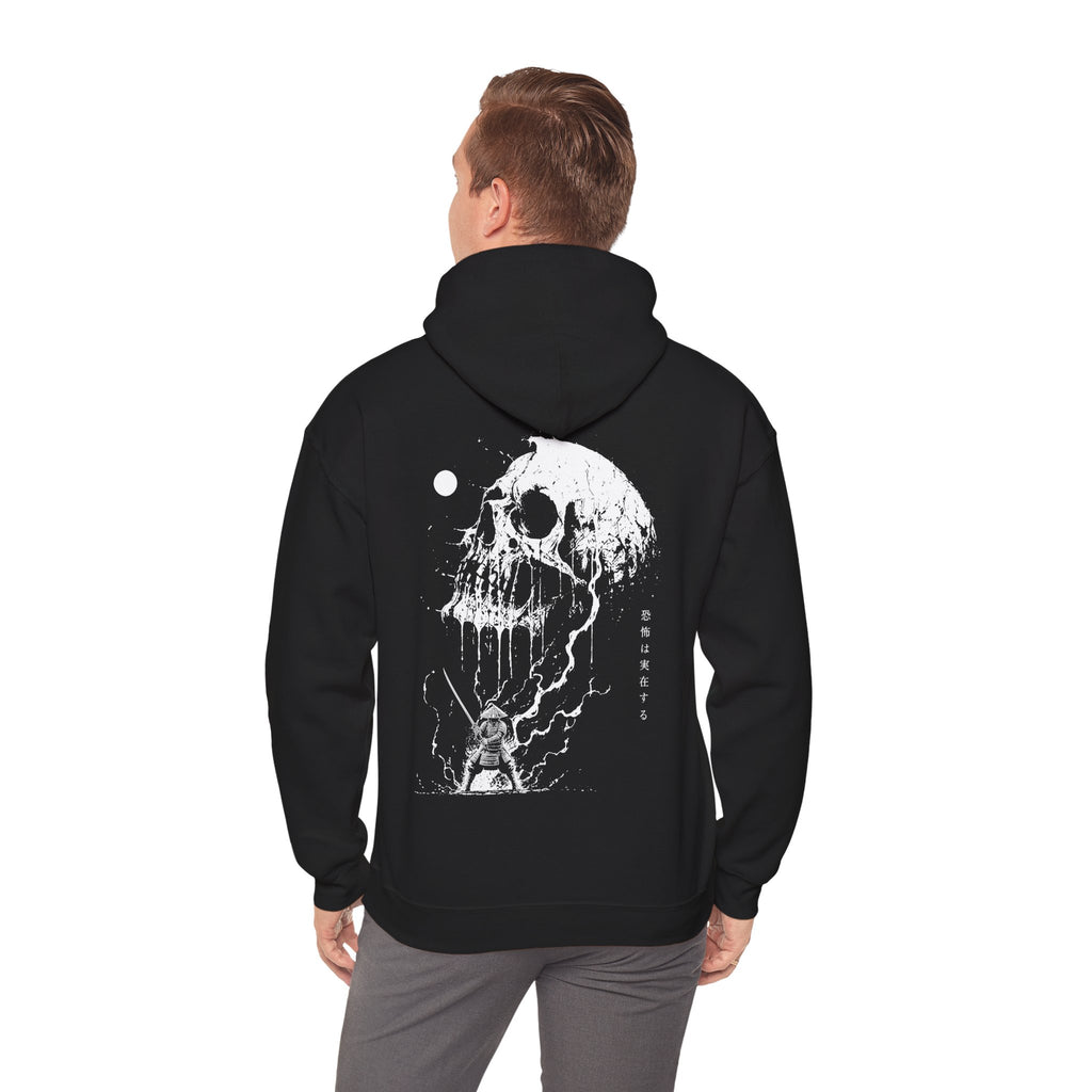 Pale Remains Skull Hoodie in Black — model view