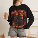 Ride with Death Grim Reaper Sweatshirt in Black — model view