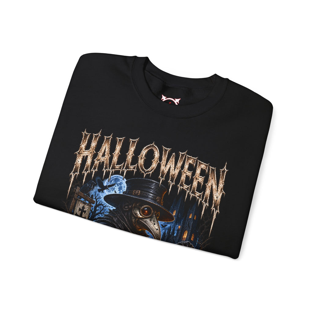 Plague Watch Plague Doctor Sweatshirt in Black — folded view