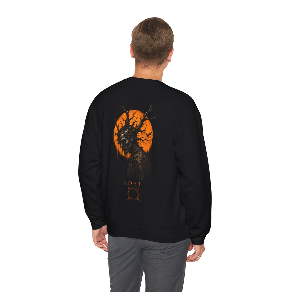 Lost Skull Sweatshirt in Black — model view