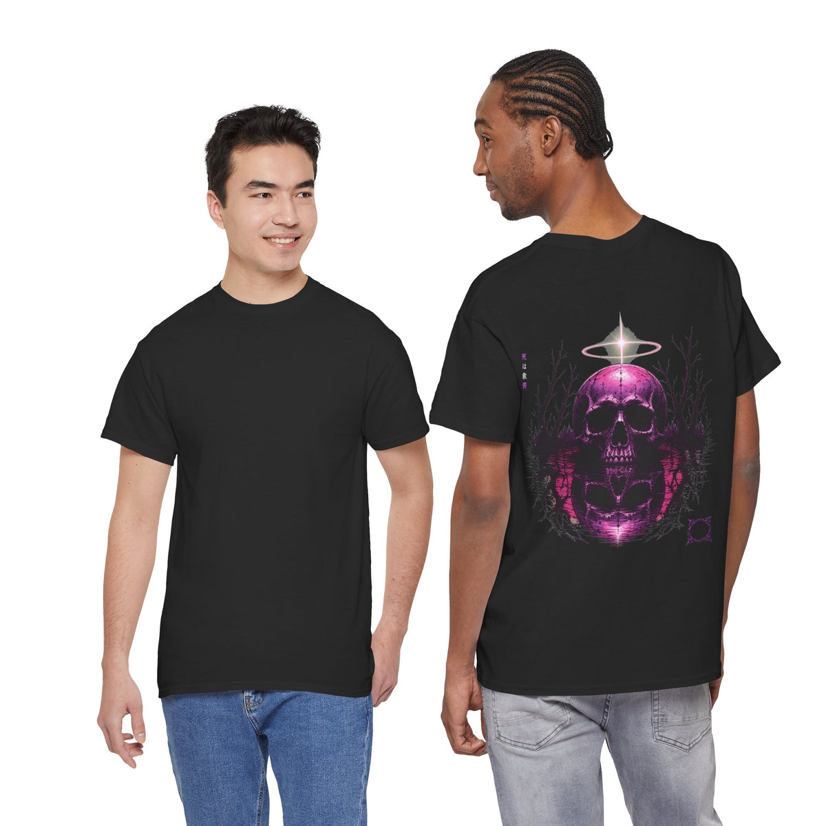 Death Is Salvation Skull T-Shirt in Black — model view