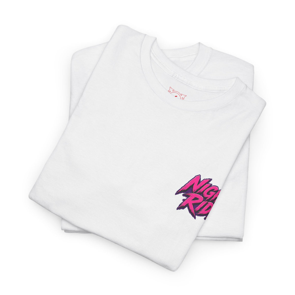 Night Ride Motorcycle T-Shirt in White — folded view