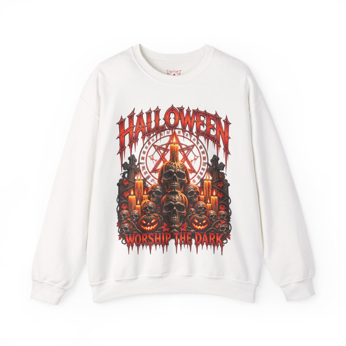 Worship the Dark Occult Sweatshirt in White — front view