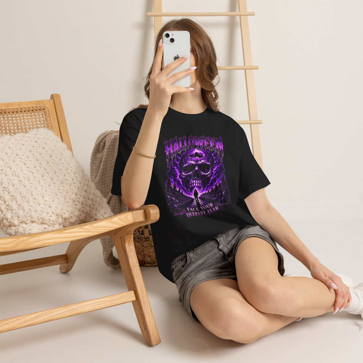 Deepest Fear Skull T-Shirt in Black — model view