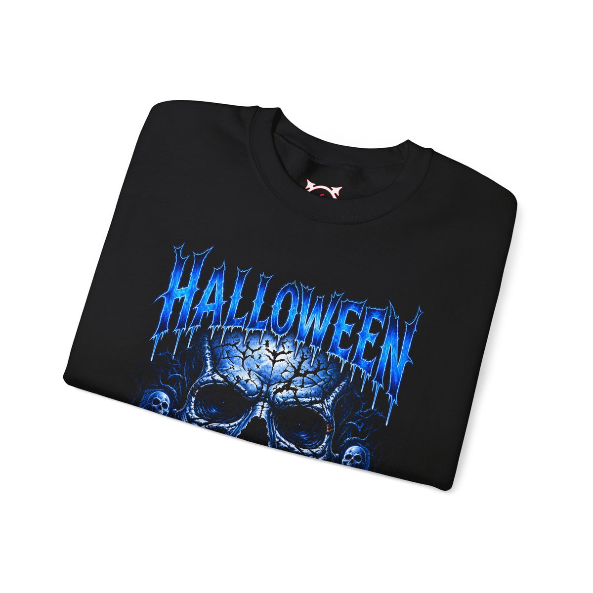 Fear Never Dies Skull Sweatshirt in Black — folded view