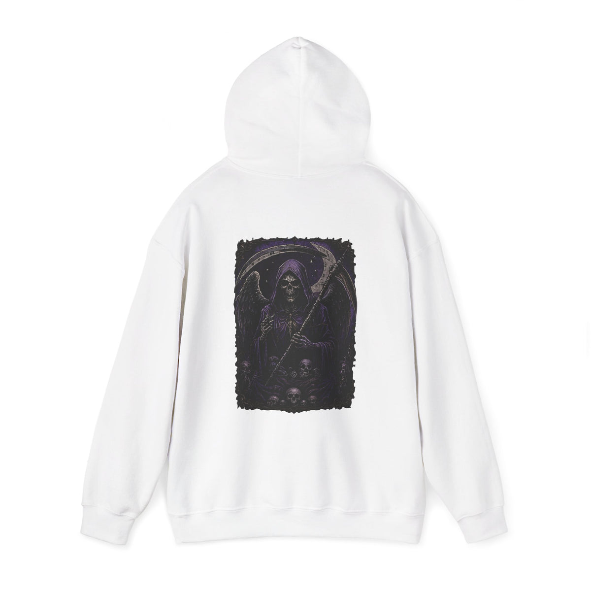 Til Death Grim Reaper Hoodie in White — back view