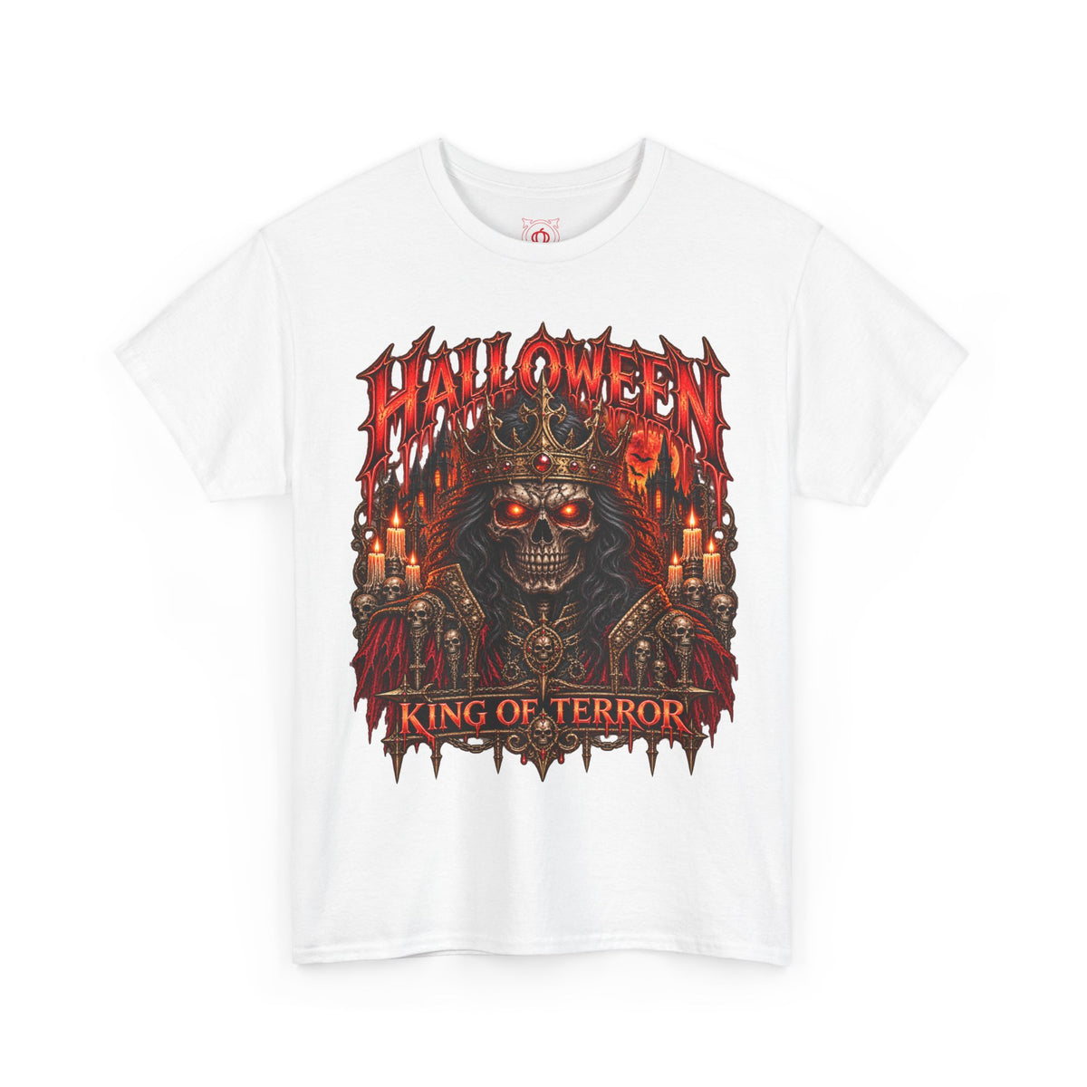King of Terror Skeleton T-Shirt in White — front view