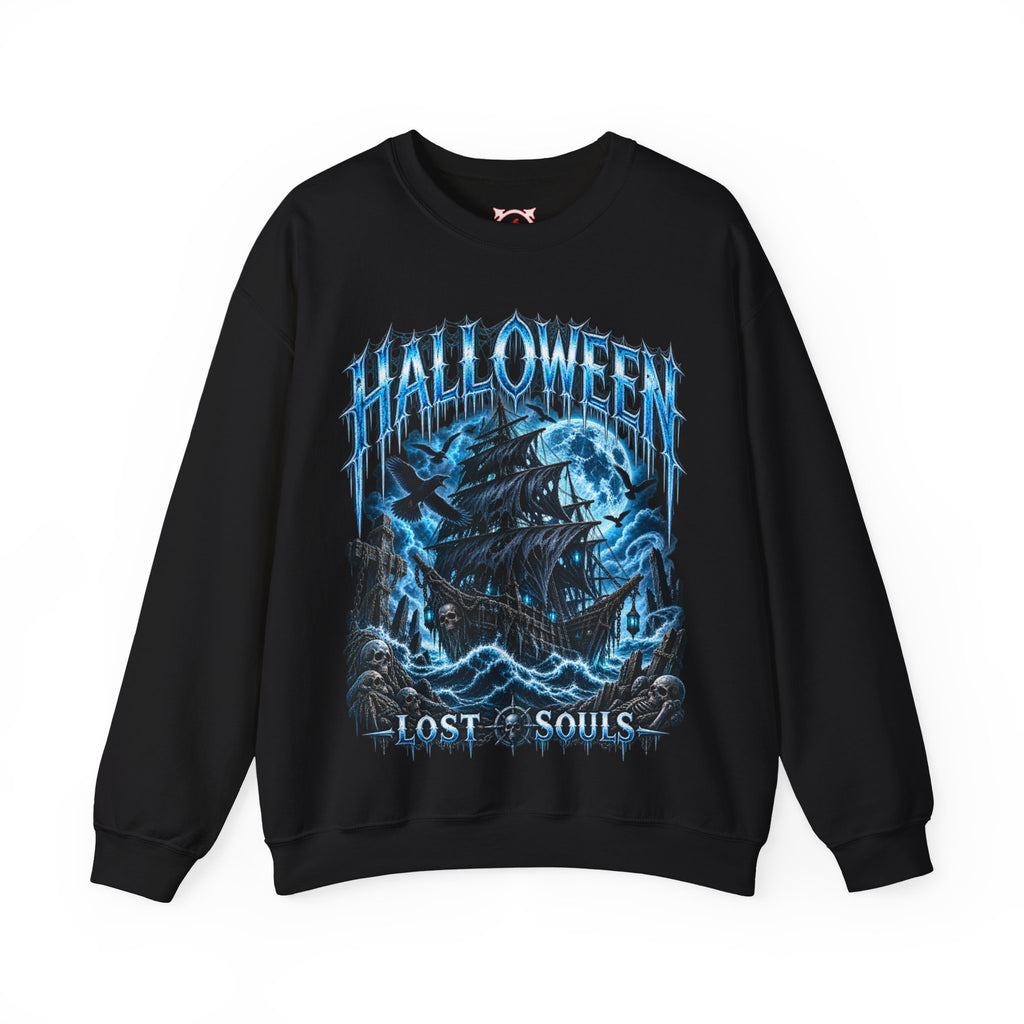 Lost Souls Ghost Ship Sweatshirt in Black — front view