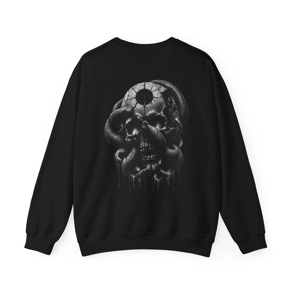 Eclipse Serpent Skull Sweatshirt in Black — back view