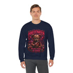 Playtime Is Over Creepy Teddy Bear Sweatshirt in Navy — model view