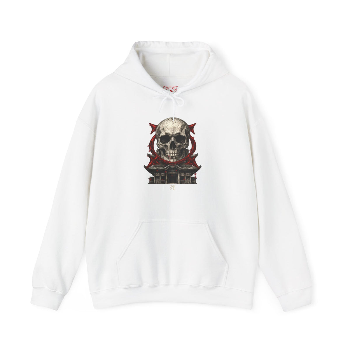Skull Temple Hoodie in White — front view