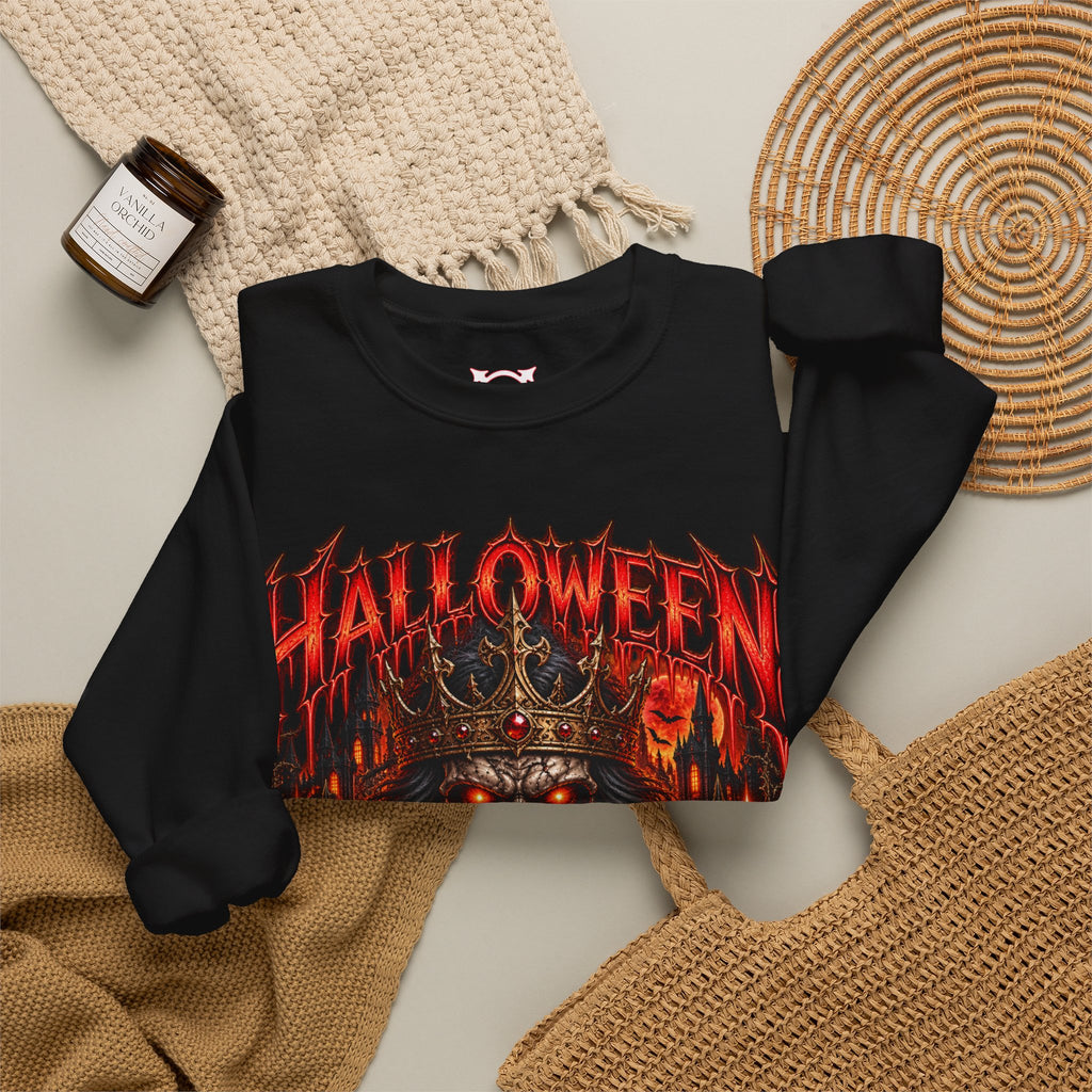 King of Terror Skeleton Sweatshirt in Black — folded view