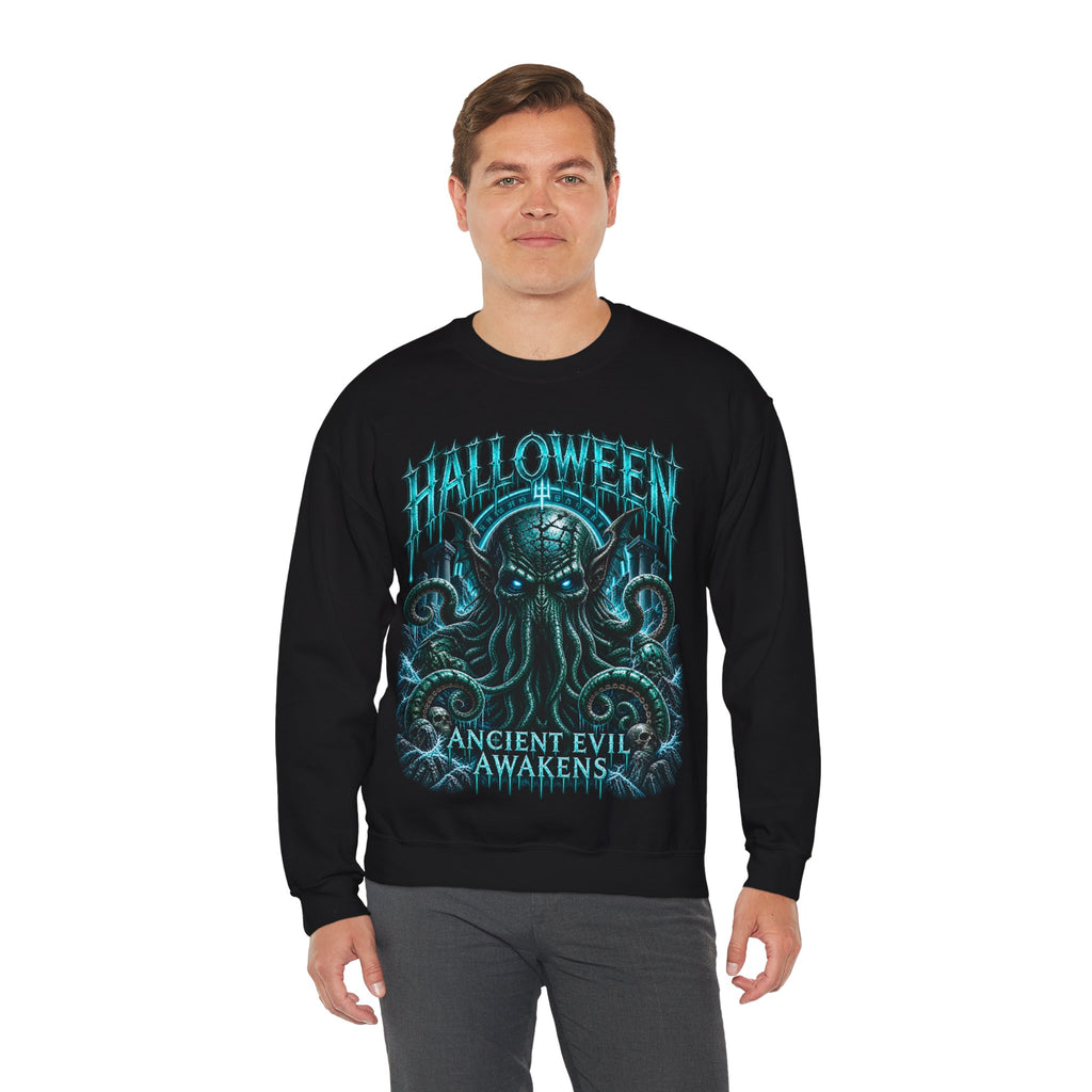 Ancient Awakening Tentacle Creature Sweatshirt in Black — model view