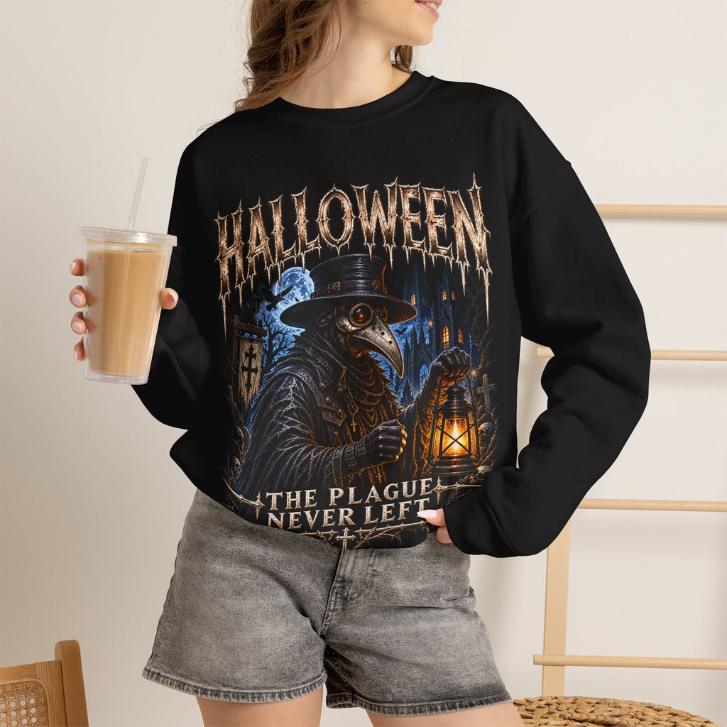 Plague Watch Plague Doctor Sweatshirt in Black — model view