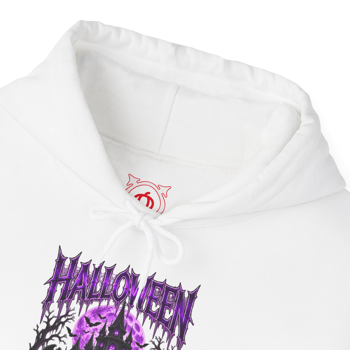 Enter If You Dare Haunted House Hoodie in White — front view