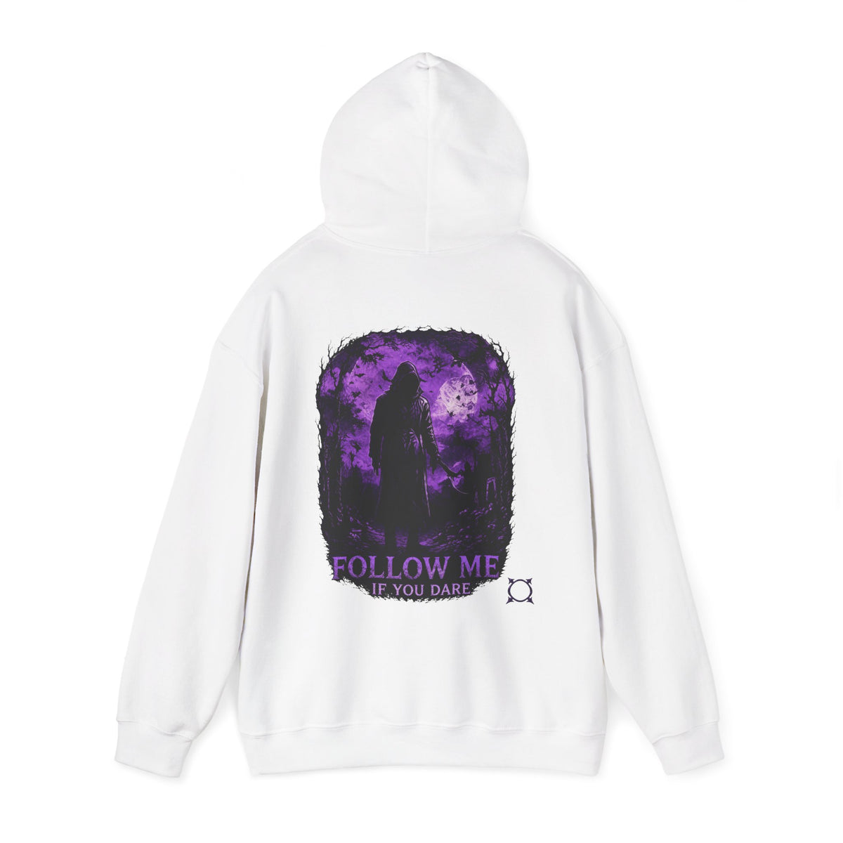 Follow Me Grim Reaper Hoodie in White — back view
