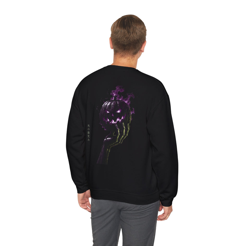 Death Smile Pumpkin Sweatshirt in Black — model view