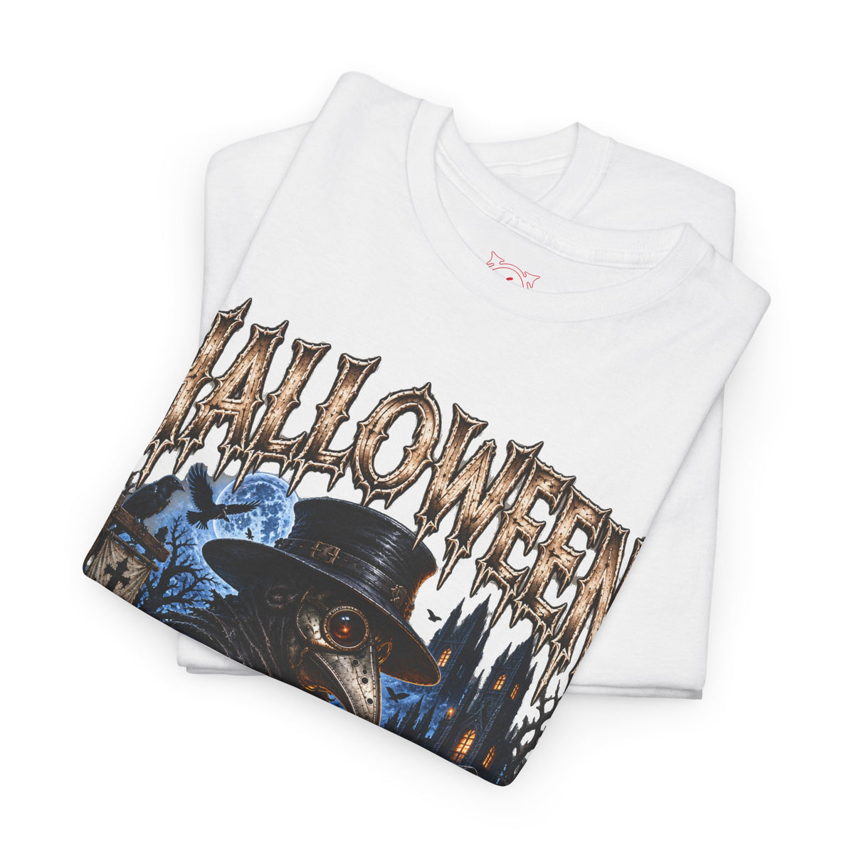 Plague Watch Plague Doctor T-Shirt in White — folded view