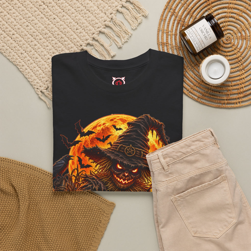 Fear Lives Here Scarecrow T-Shirt in Black — folded view