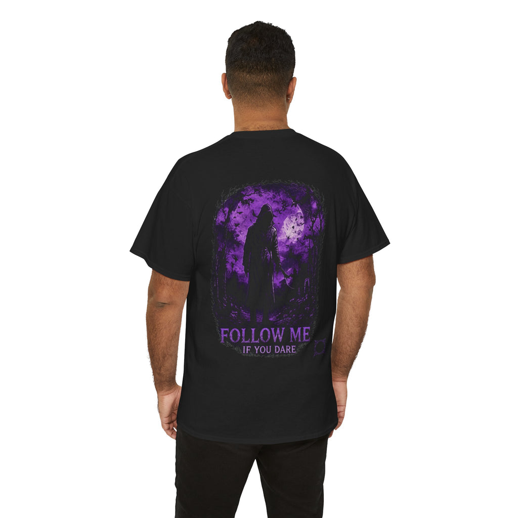 Follow Me Grim Reaper T-Shirt in Black — model view