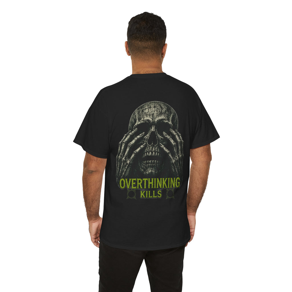 Overthinking Kills Skull T-Shirt in Black — model view