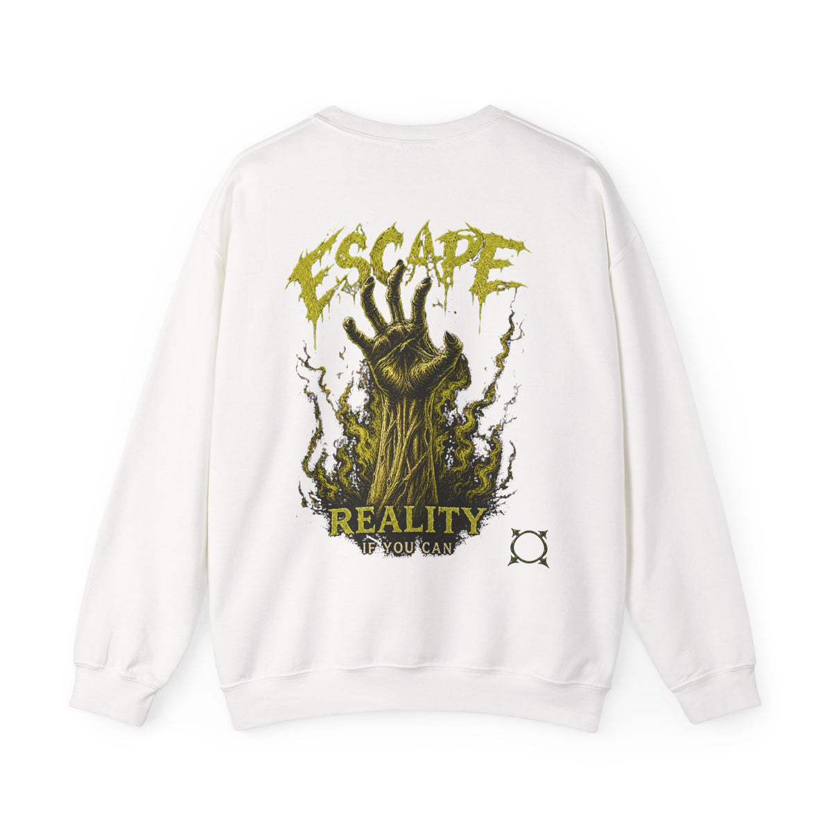 Escape Reality Zombie Hand Sweatshirt in White — back view