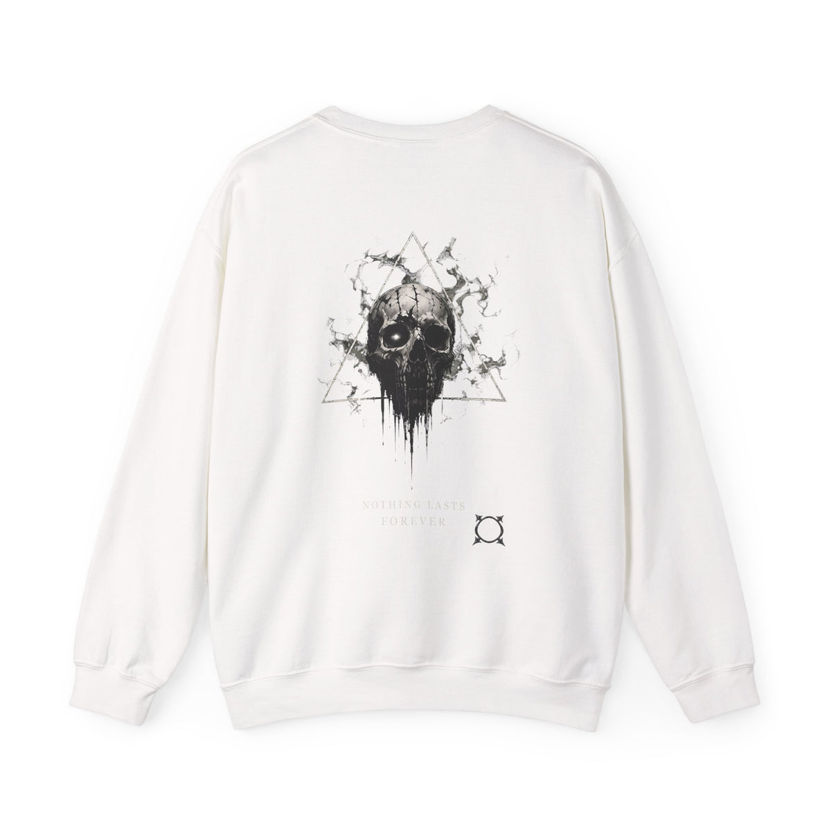 Nothing Lasts Forever Skull Sweatshirt in White — back view