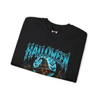 The Fields Are Watching Scarecrow Sweatshirt in Black — folded view