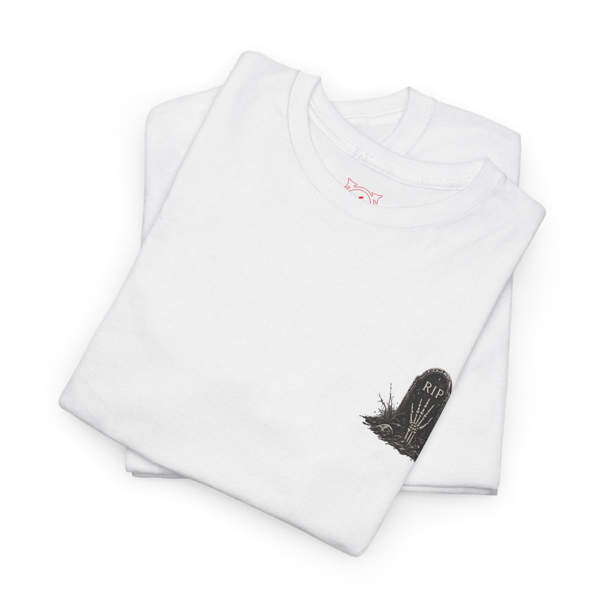 RIP Tombstone T-Shirt in White — folded view