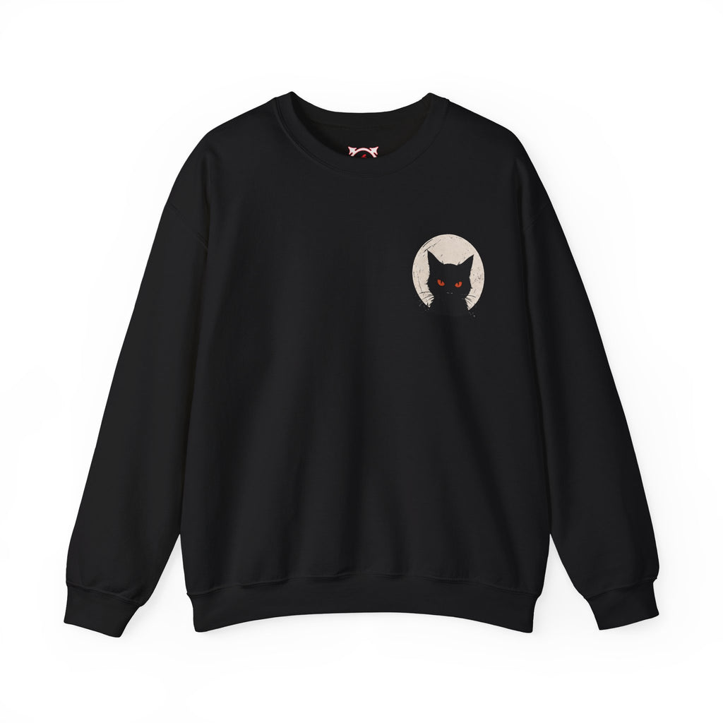 Black Cat Moon Sweatshirt in Black — front view