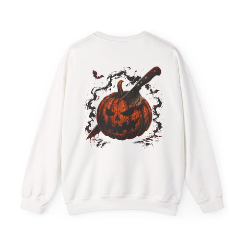 Carve Your Destiny Pumpkin Sweatshirt in White — back view