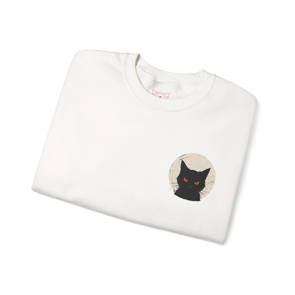 Black Cat Moon Sweatshirt in White — folded view