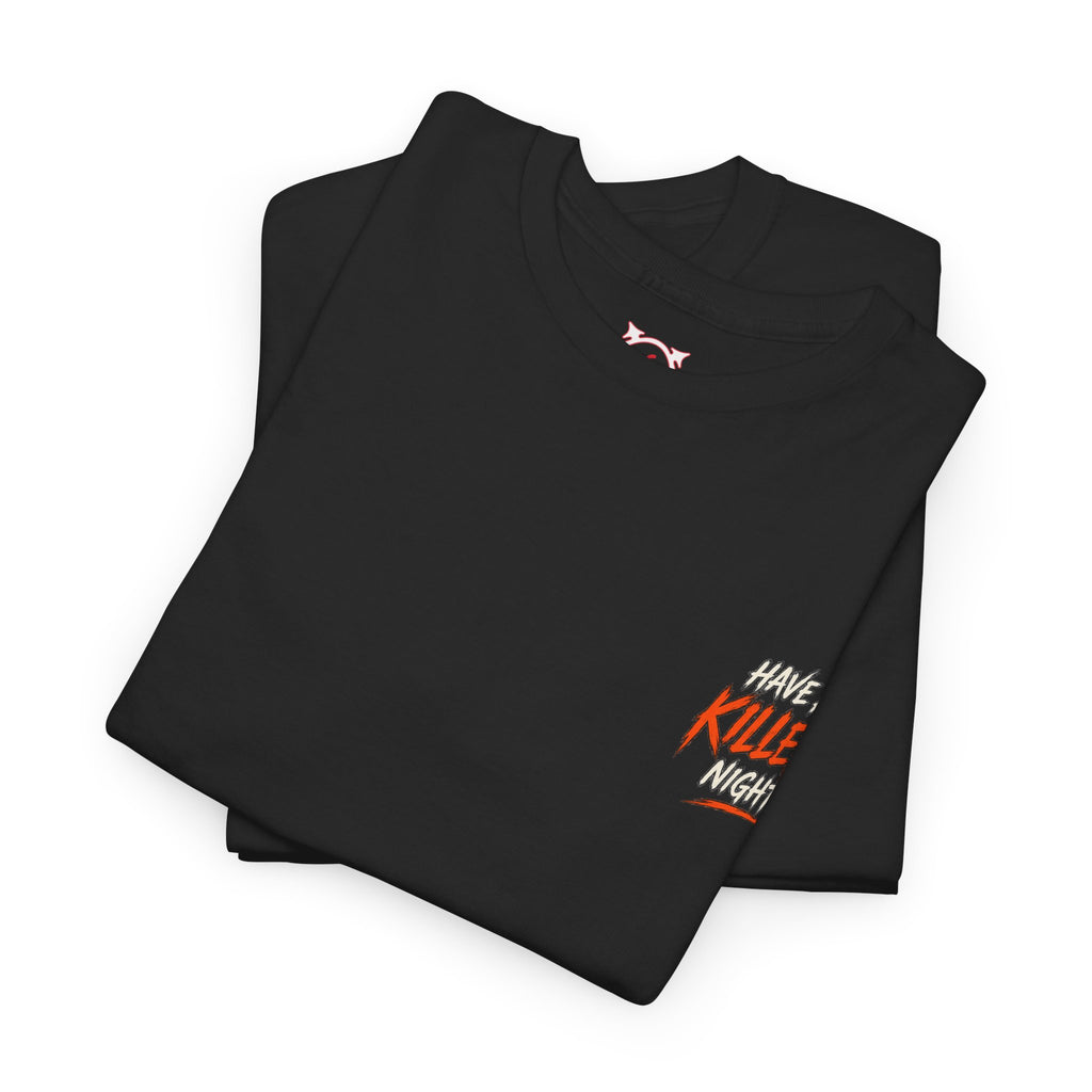 Killer Night Halloween T-Shirt in Black — folded view