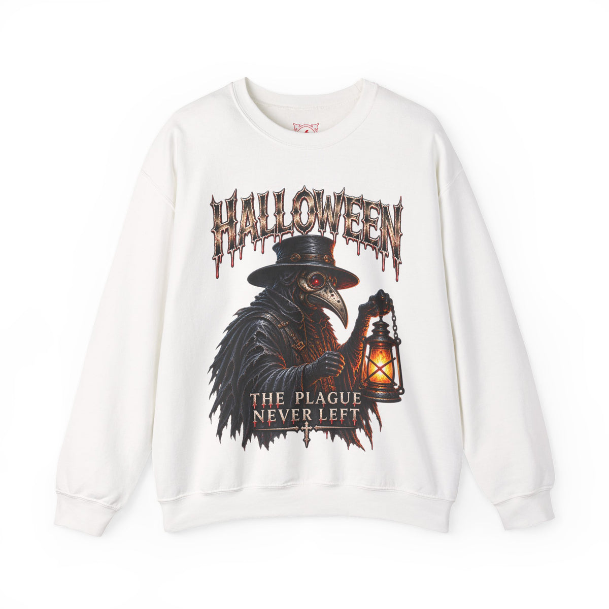 Last Lantern Plague Doctor Sweatshirt in White — front view