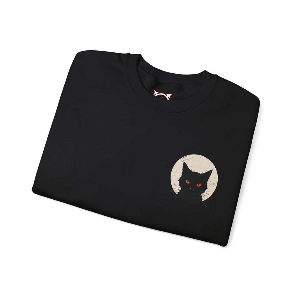 Black Cat Moon Sweatshirt in Black — folded view