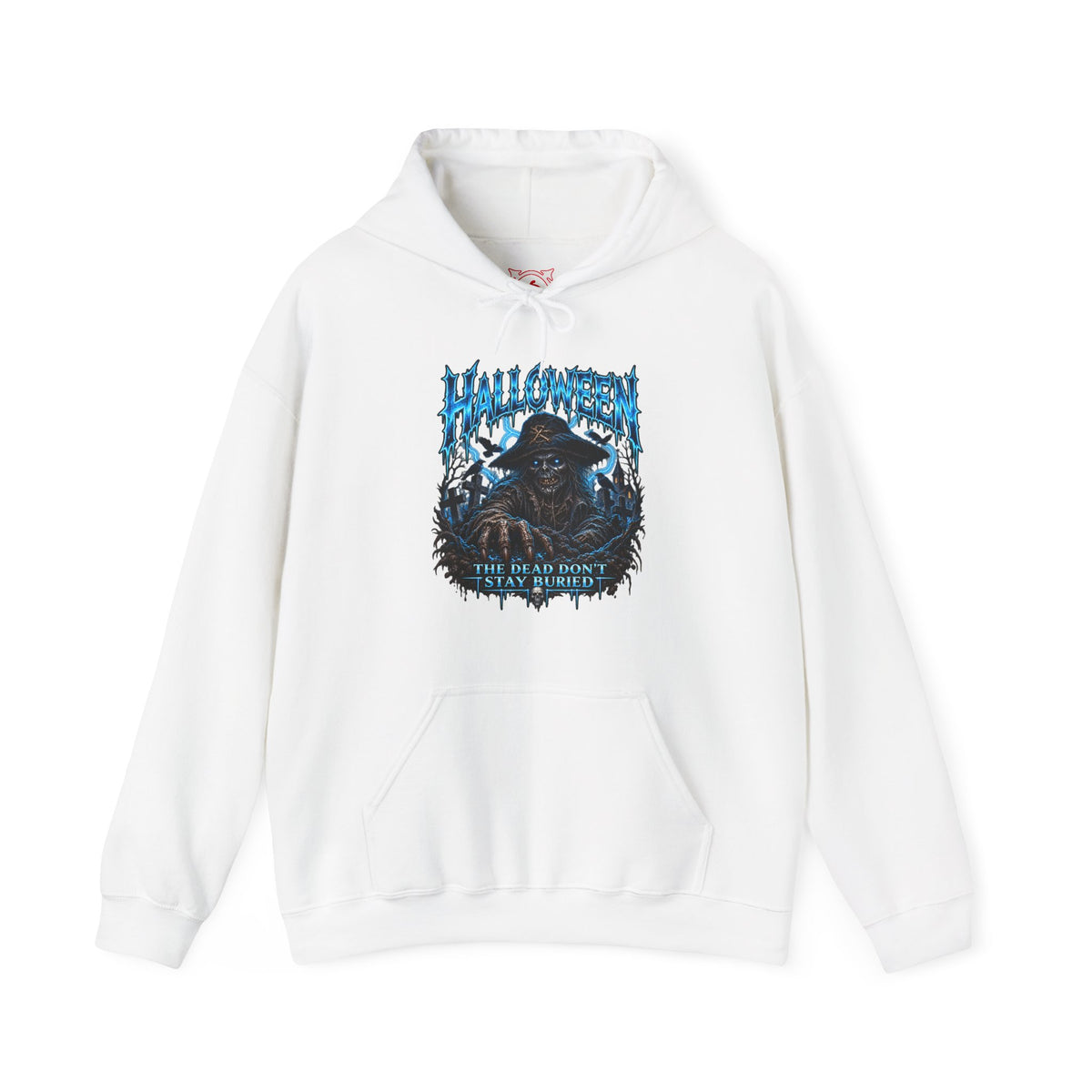 Never Buried Scarecrow Hoodie in White — front view