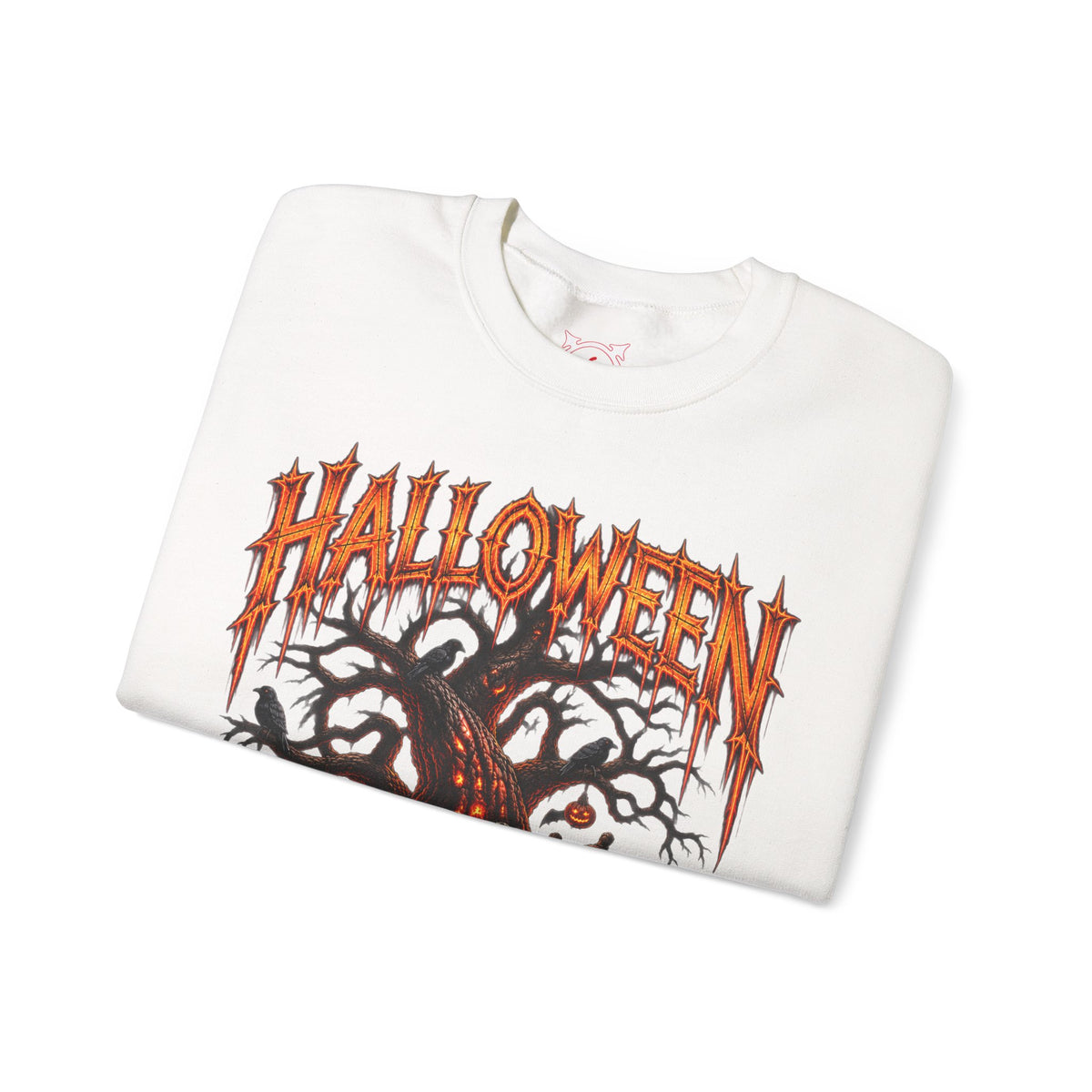 Carved by Fear Pumpkin Sweatshirt in White — folded view