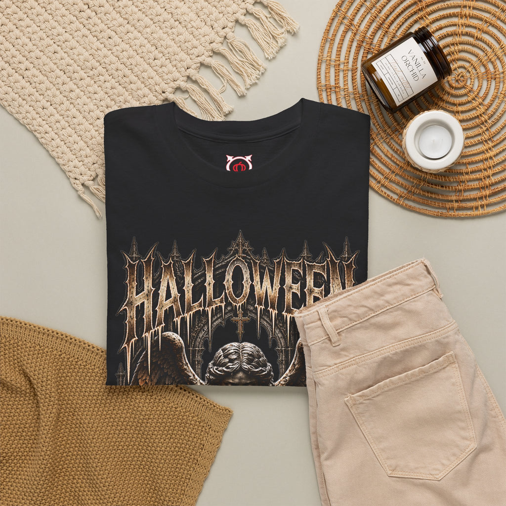 Even Angels T-Shirt in Black — folded view